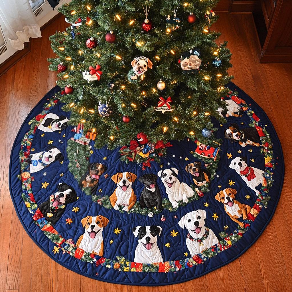 Boxer Tree Charm Christmas Quilted Tree Skirt NCU0VL736