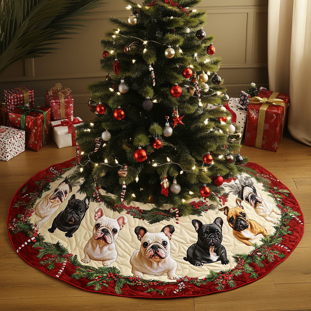 Bulldog Magic Quilted Christmas Tree Skirt NCU0PT1499