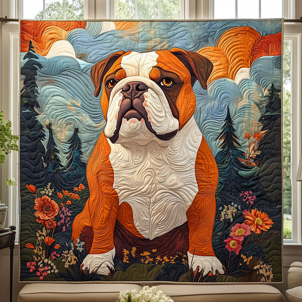 Bulldog Woodland Wonder Quilted Blanket NCU0DV1472