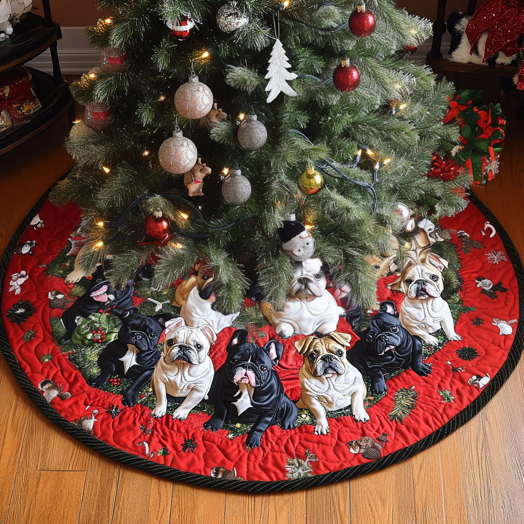 Bulldog Yuletide Joy Quilted Christmas Tree Skirt NCU0PT1501