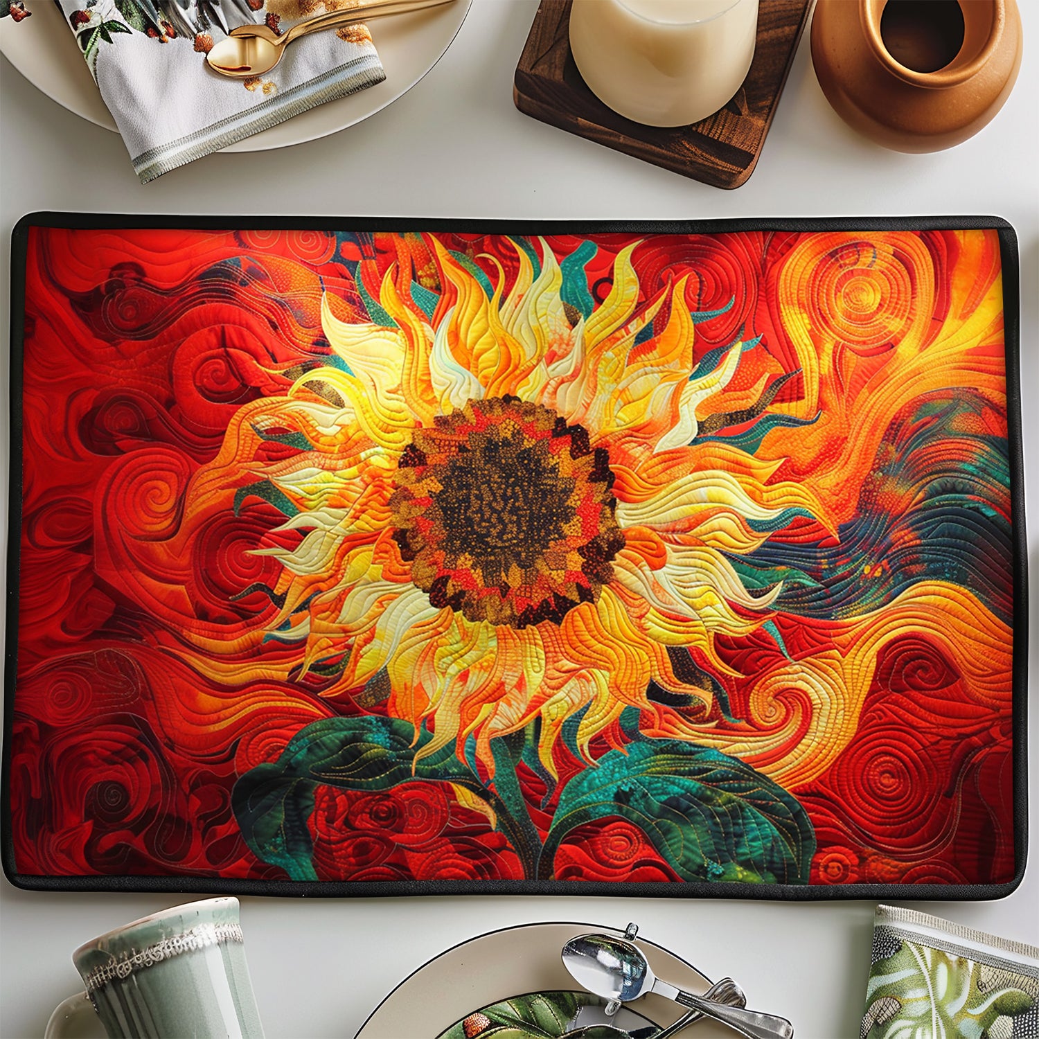 Burning Sunflower Quilted Place Mat NCU0TL461