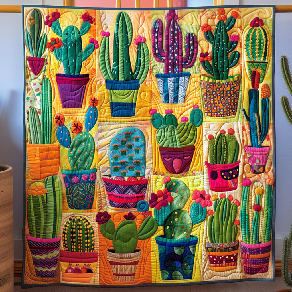 Cacti Collection Quilted Blanket NCU0NT141