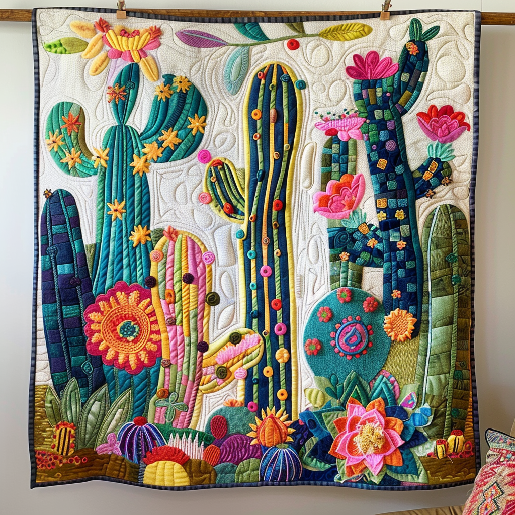 Cacti Serenade Quilted Blanket NCU0NT142