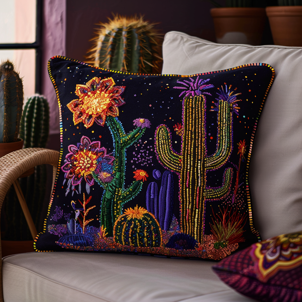 Cactus Dreamscape Quilted Pillow Case NCU0DV284