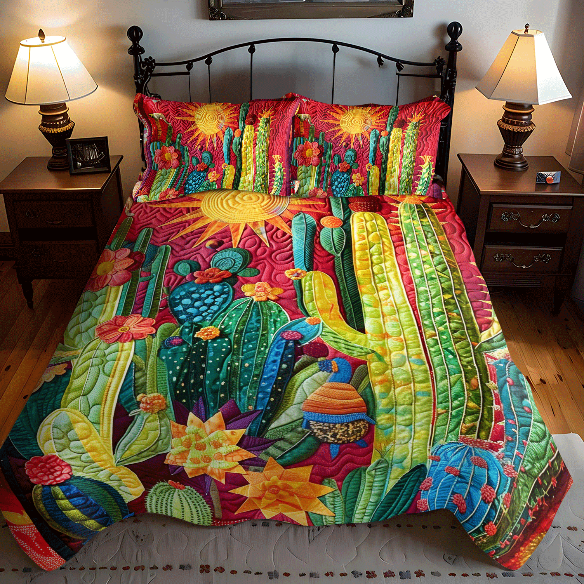 Cactus Garden Vista 3-Piece Quilted Bedding Set NCU0DV337