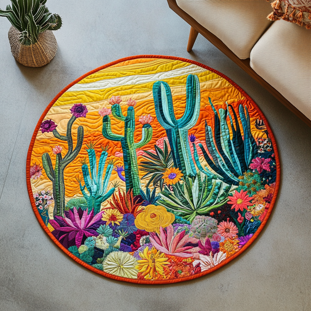 Cactus Comfort Zone Quilted Round Mat NCU0PD888