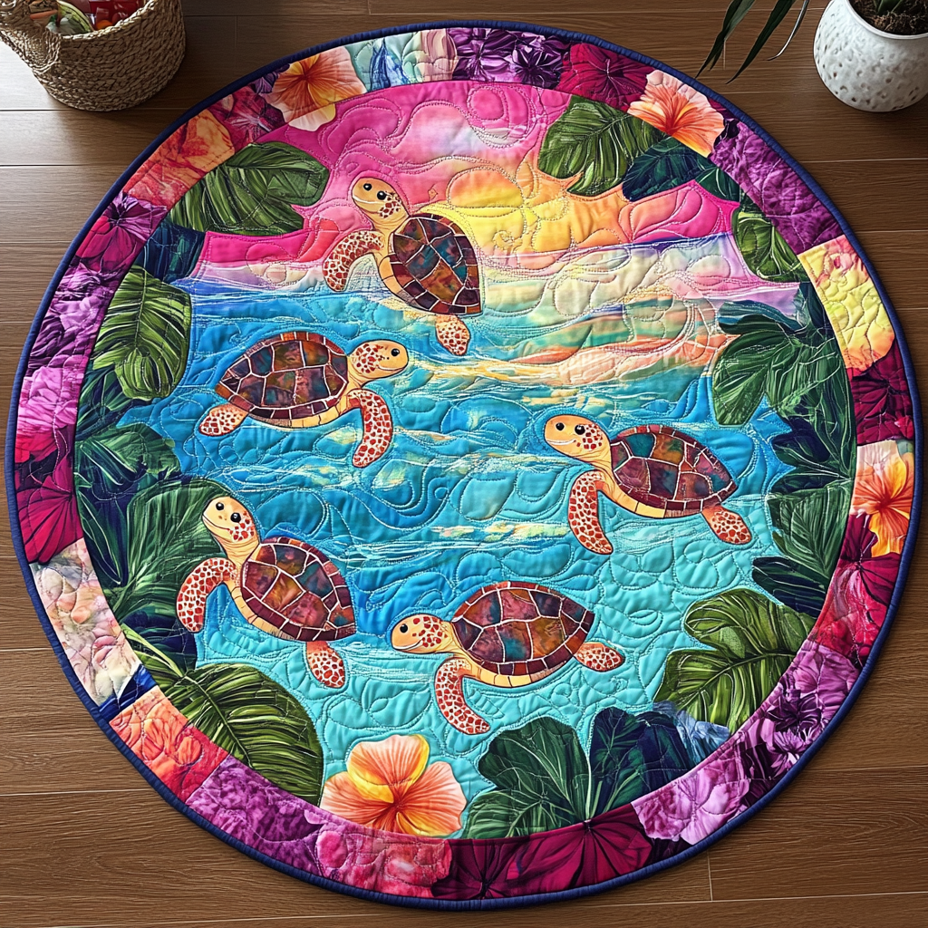 Calm Coastline Quilted Round Mat NCU0TL1449