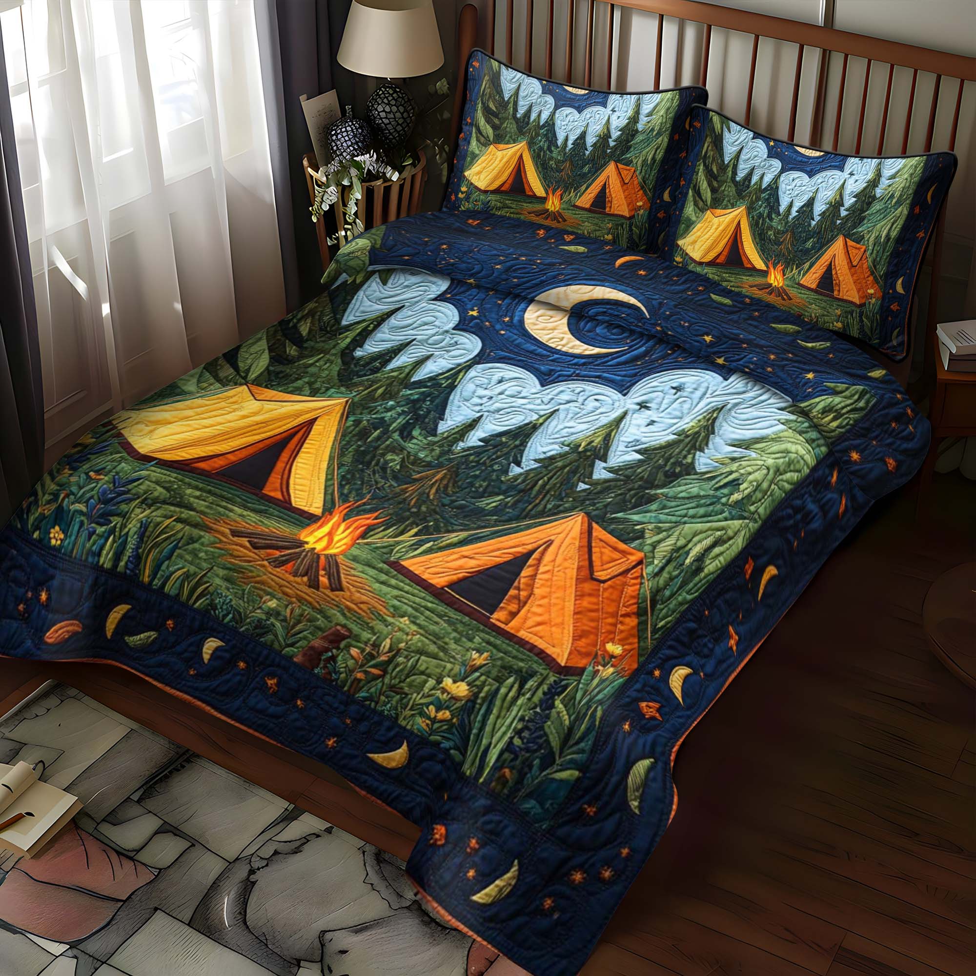 Campfire Glow 3-Piece Quilted Bedding Set NCU0NT623