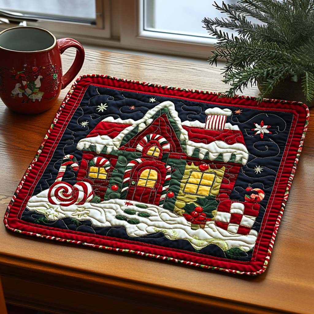 Candy Cane Cabin Quilted Placemat NCU0NT813