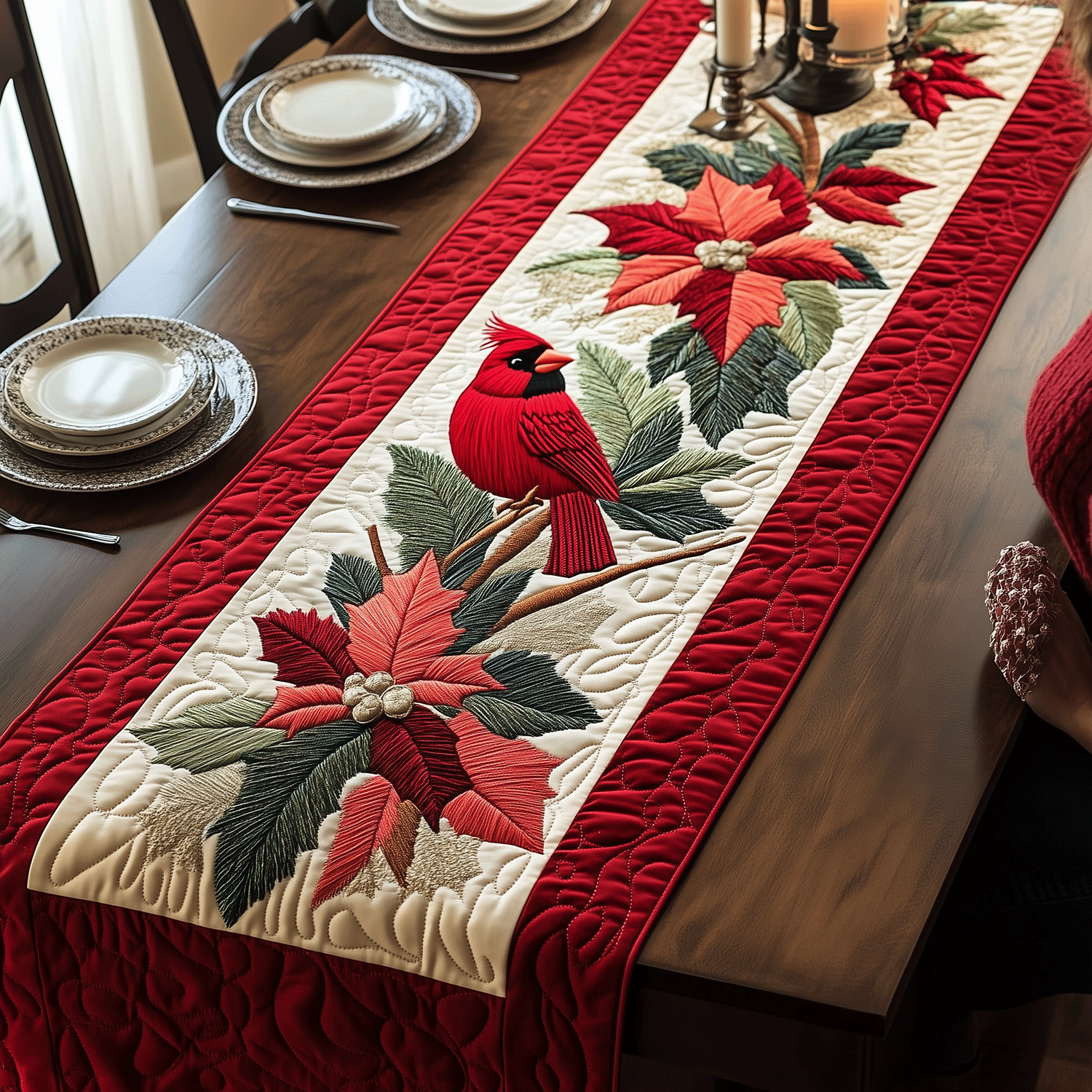 Cardinal Beauty Quilted Table Runner NCU0TH1917