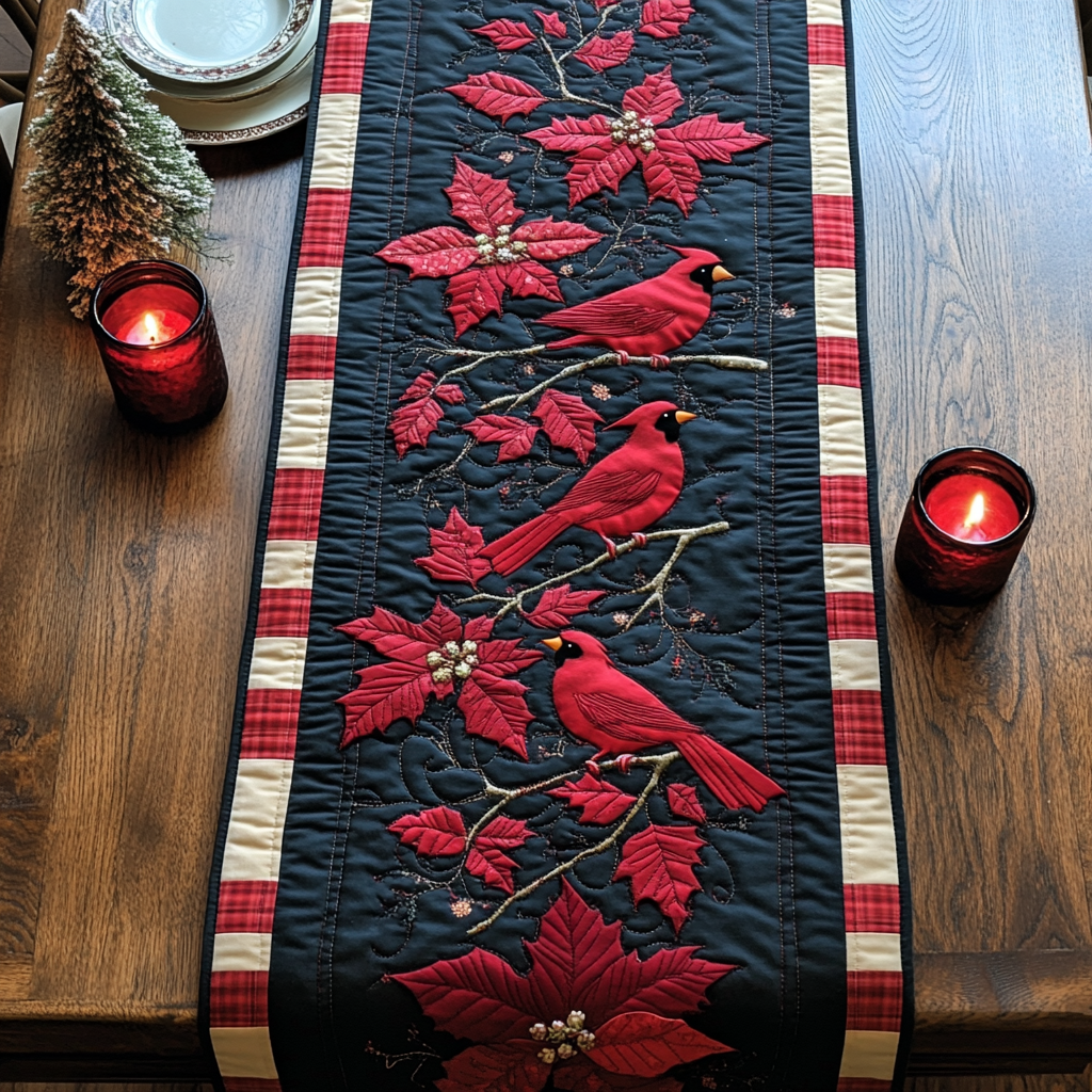 Cardinal Branch Quilted Table Runner NCU0DV1322