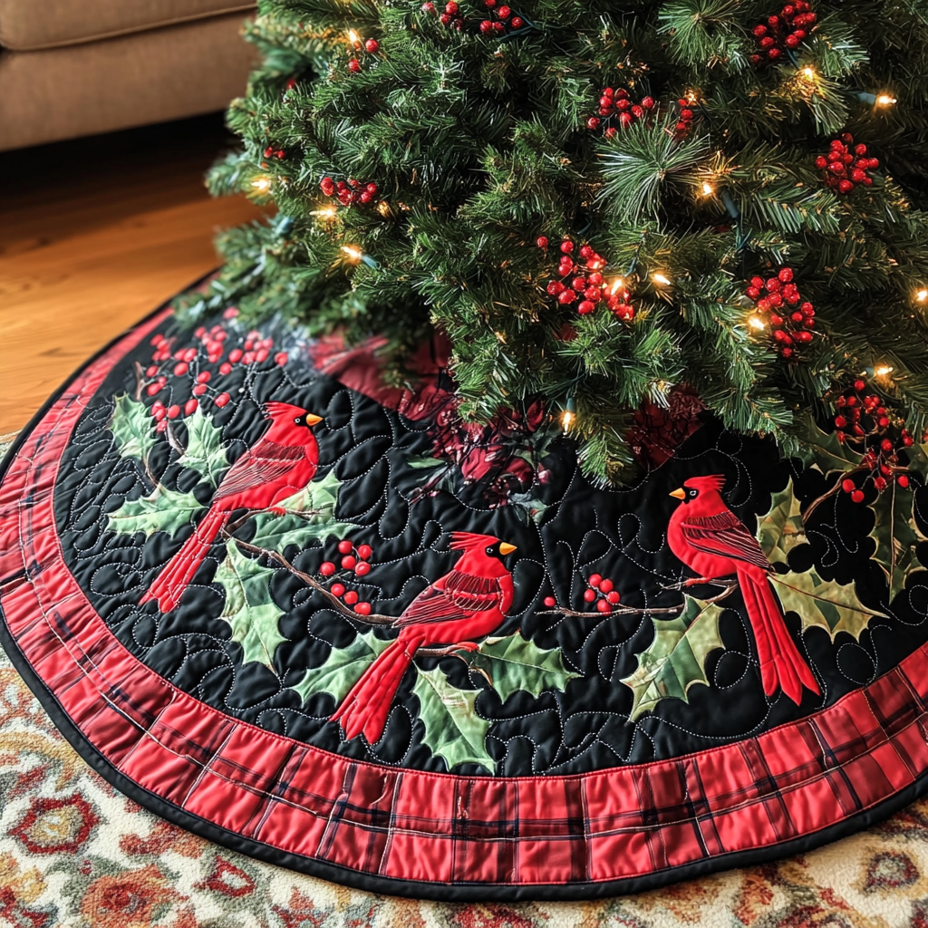 Cardinal Branches Quilted Tree Skirt NCU0VH025