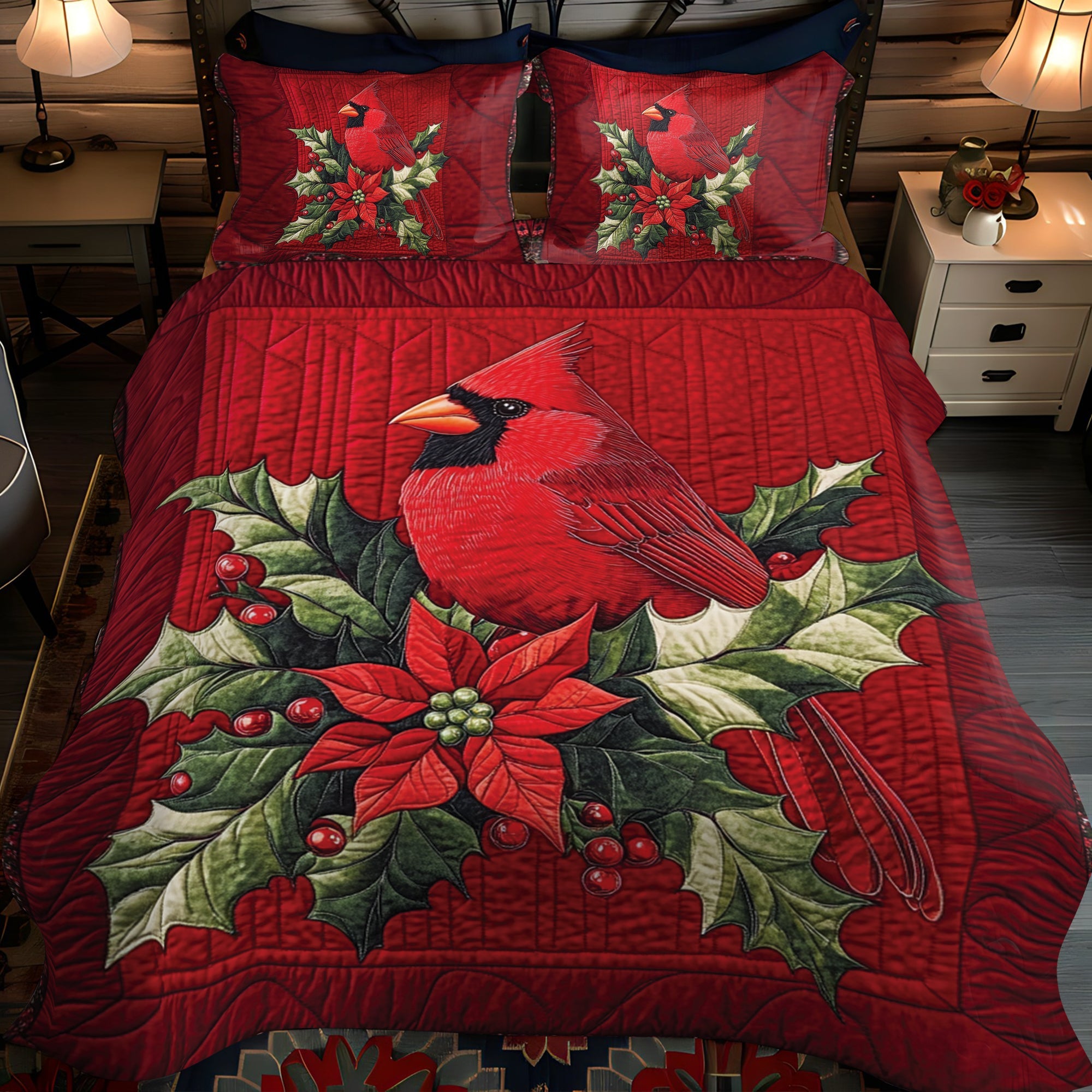 Cardinal Charm Quilted Bedding Set NCU0VH039