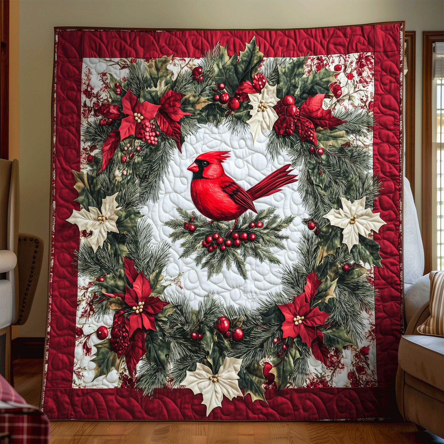 Cardinal Charm Quilted Blanket NCU0VH048