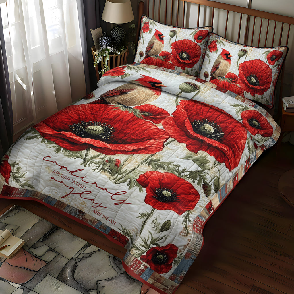 Cardinal Dreams 3-Piece Quilted Bedding Set NCU0TL1487