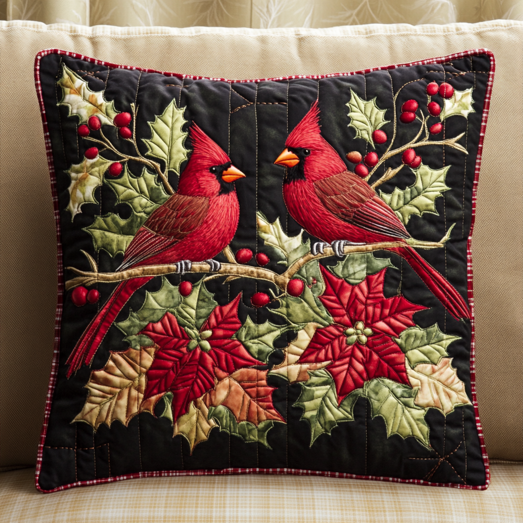 Cardinal Glow Quilted Pillow NCU0VH069