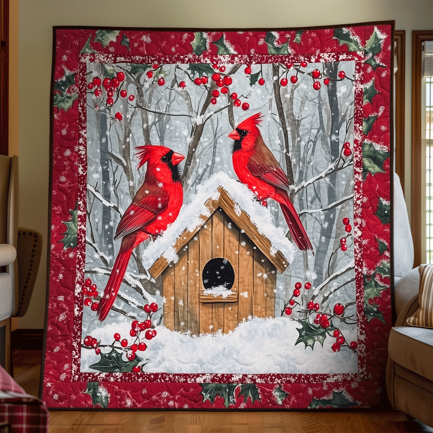 Cardinal Haven Quilted Blanket NCU0VH053