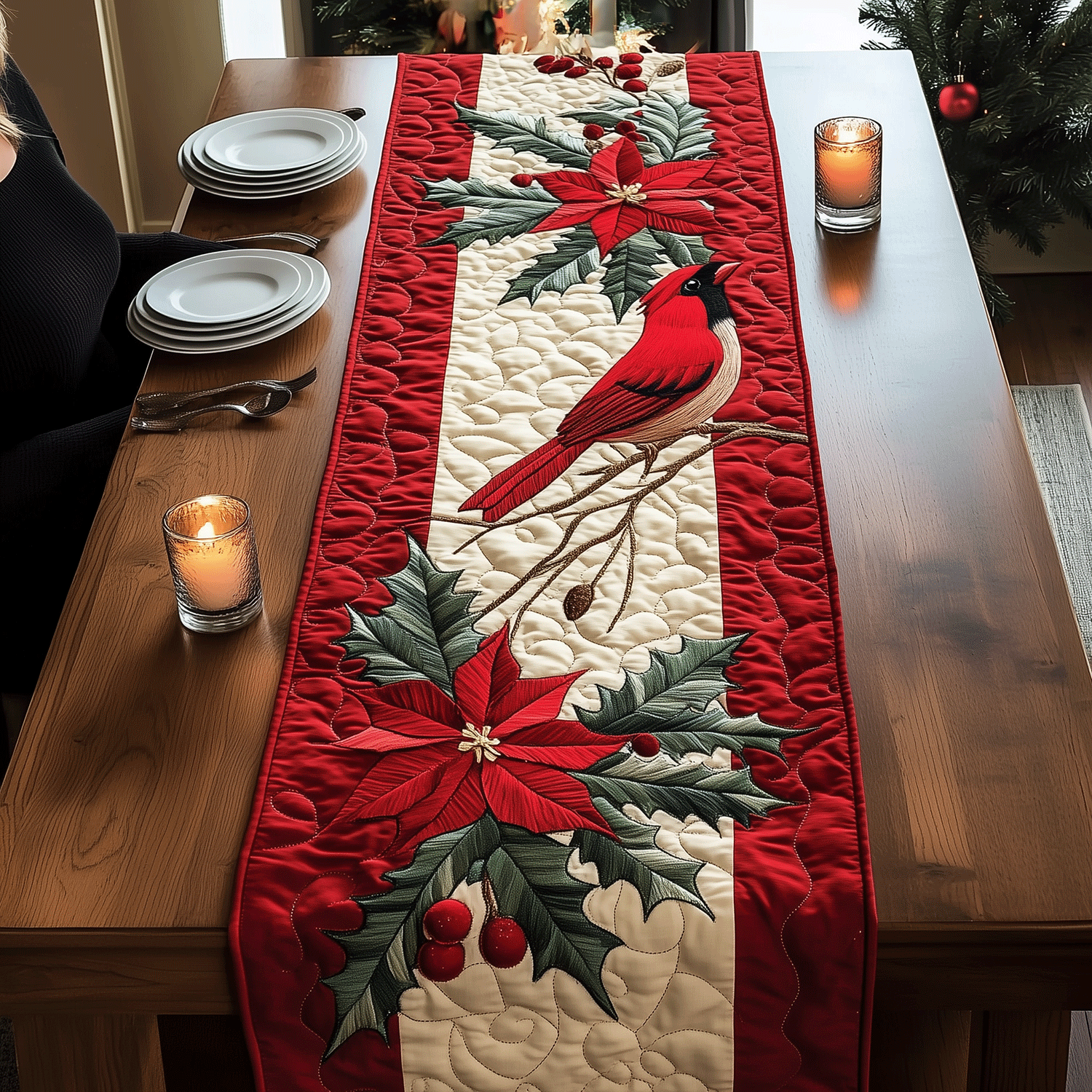 Cardinal Serenity Quilted Table Runner NCU0TH1918