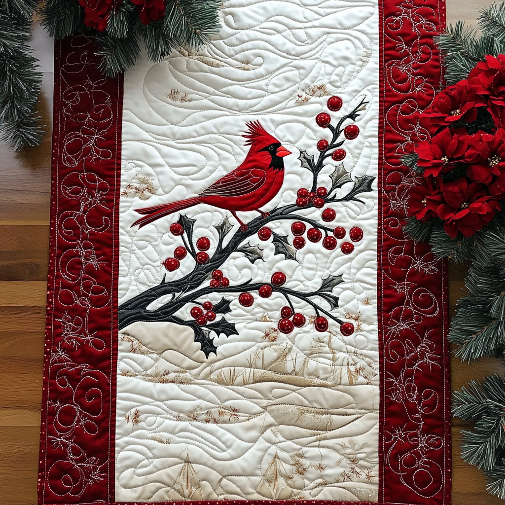 Cardinal Winter Harmony Quilted Table Runner NCU0DK1582