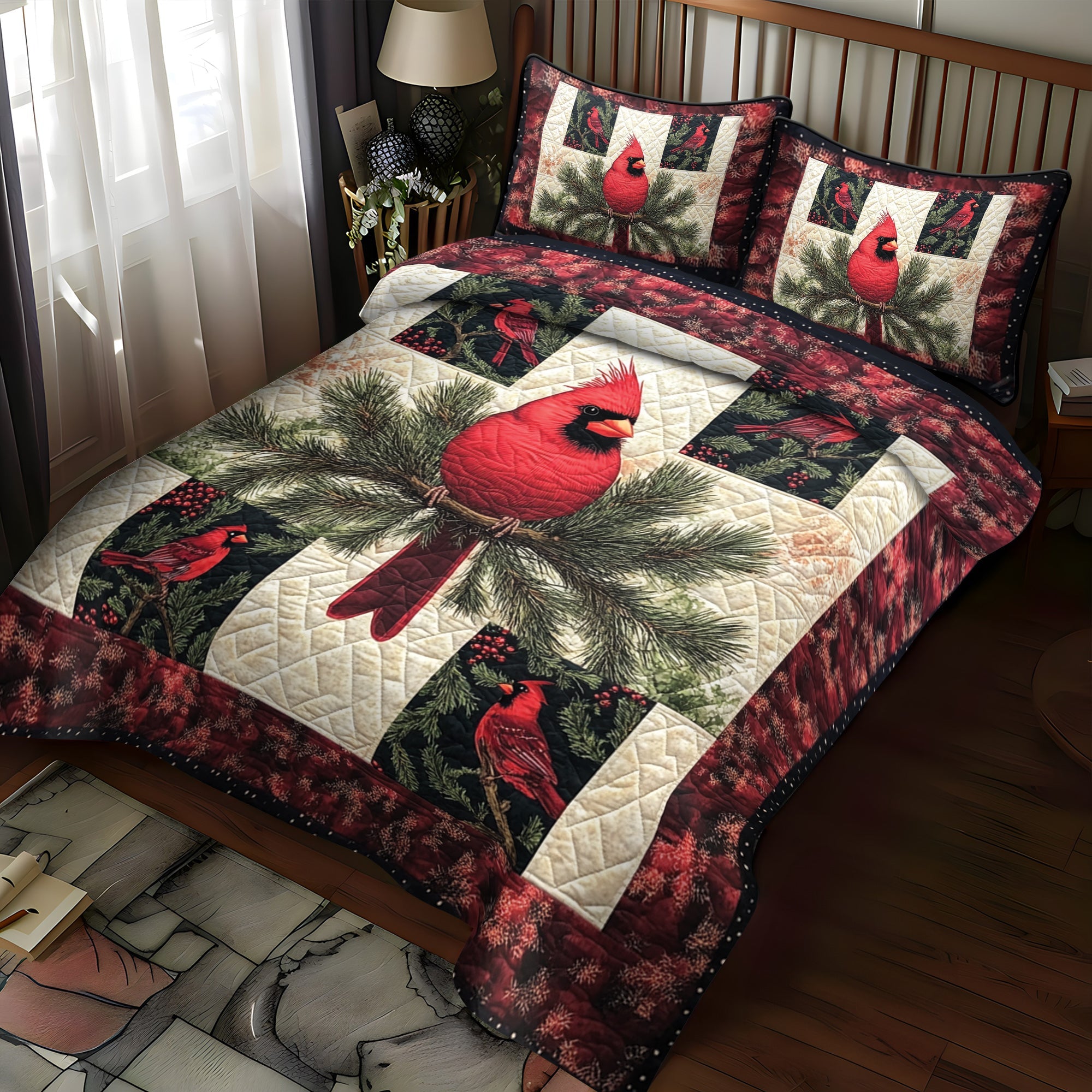 Cardinal Winter Haven Quilted Bedding Set NCU0VH027