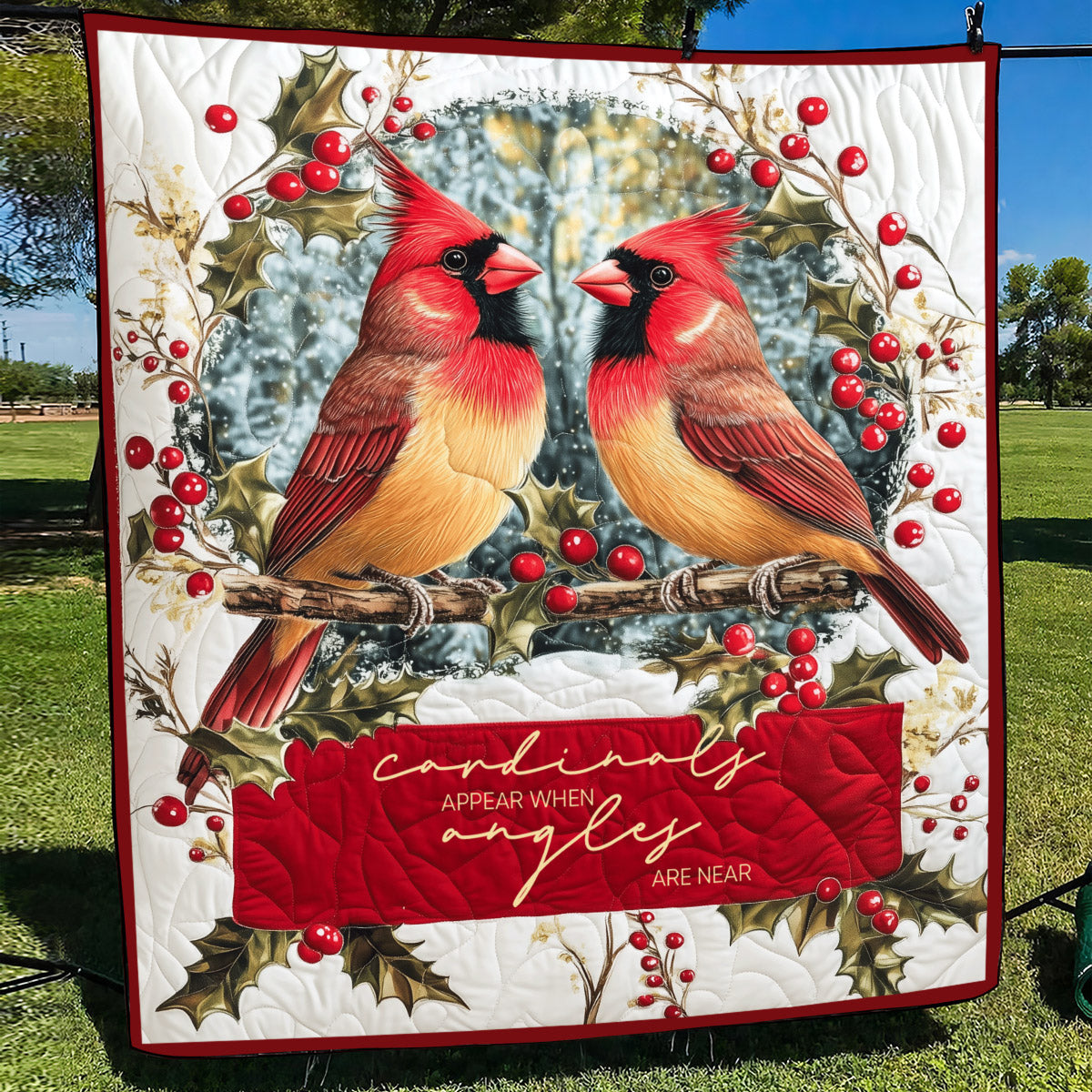 Cardinals Appear When Angels Are Near Art Quilt Hanging NCU0TL1050