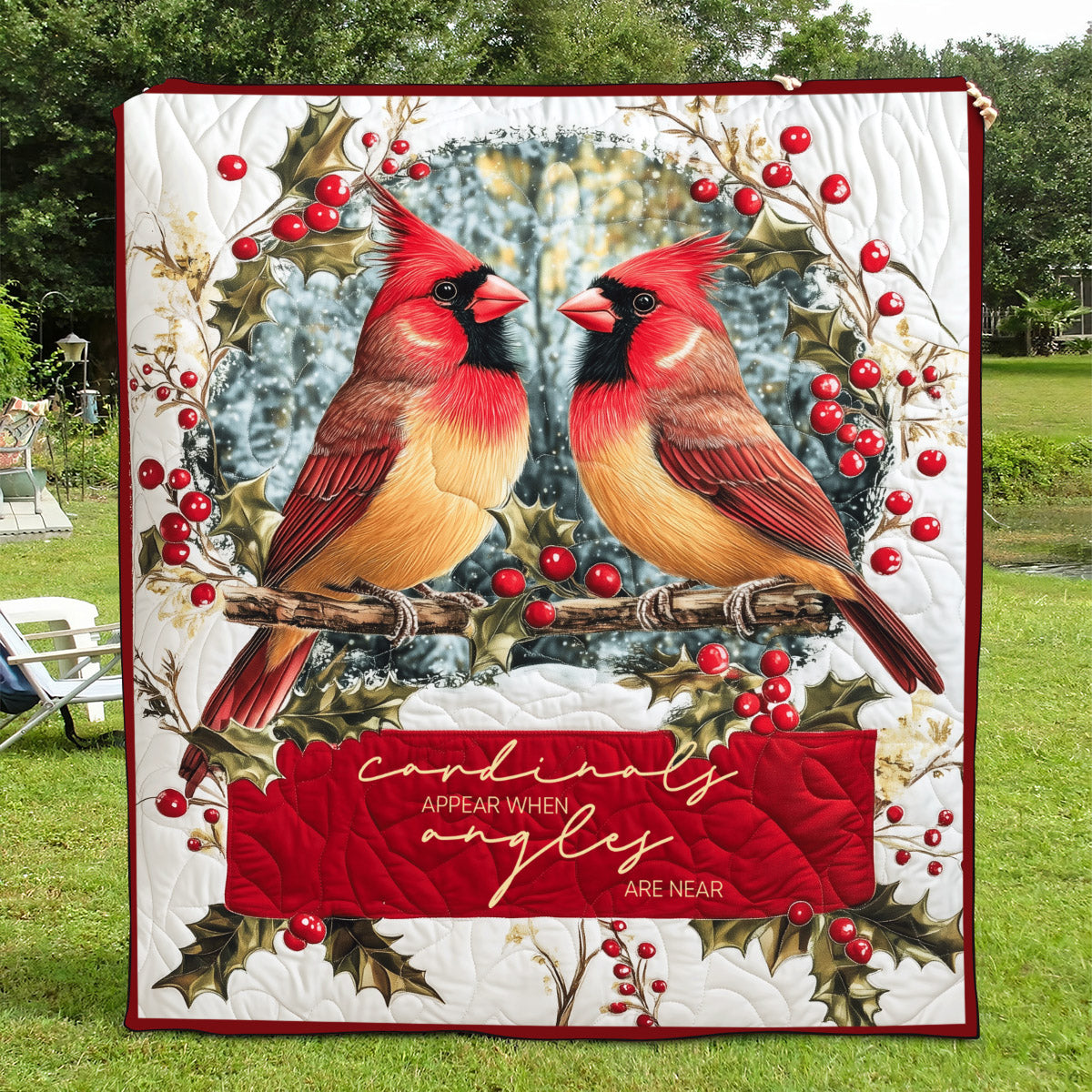 Cardinals Appear When Angels Are Near Art Quilt Hanging NCU0TL1050