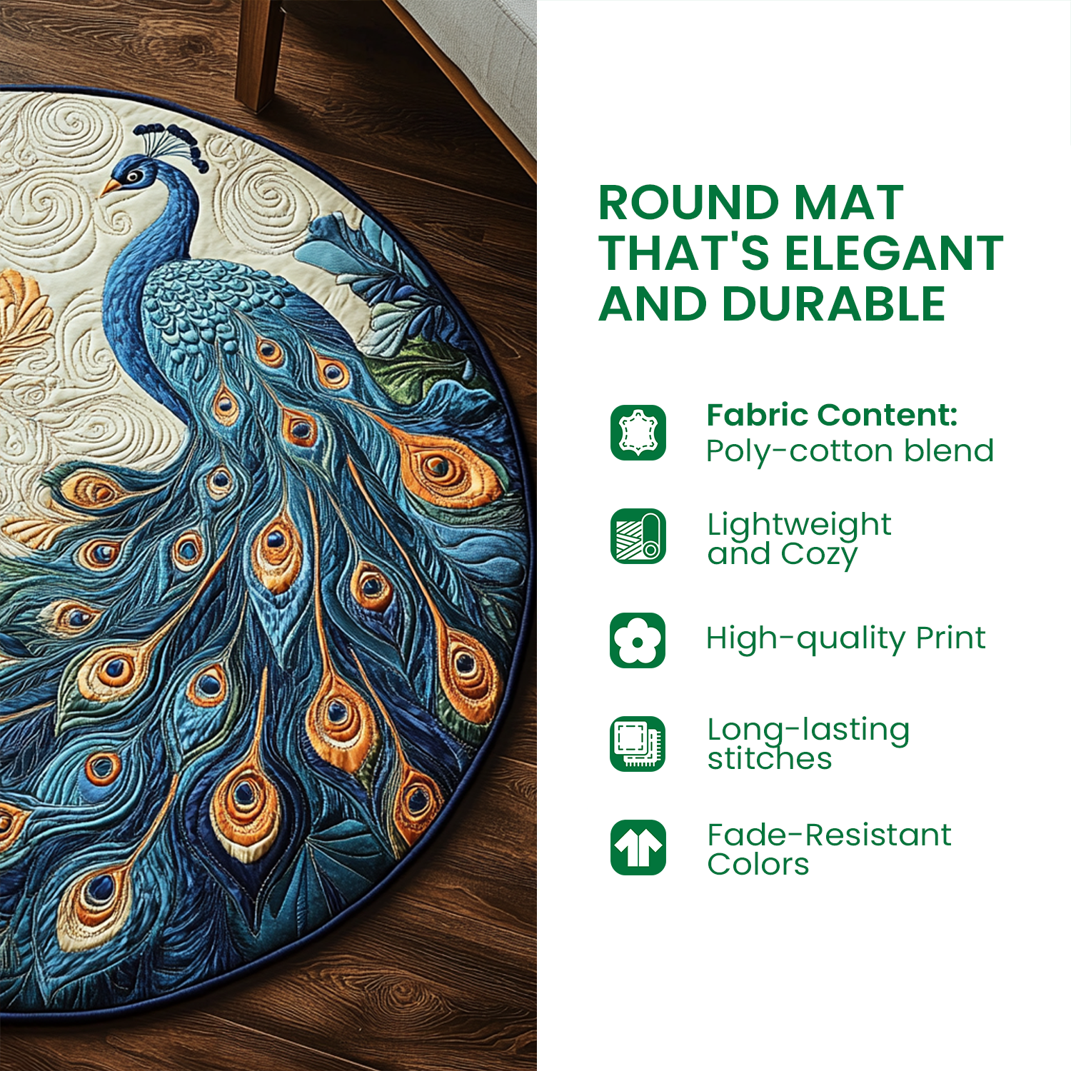 Midnight Draco Quilted Round Mat NCU0DK1042