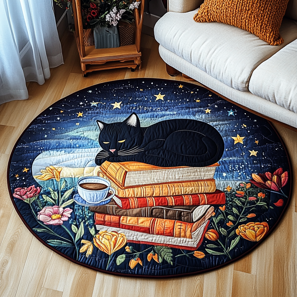 Cat Cozy Hideaway Quilted Round Mat NCU0PD869