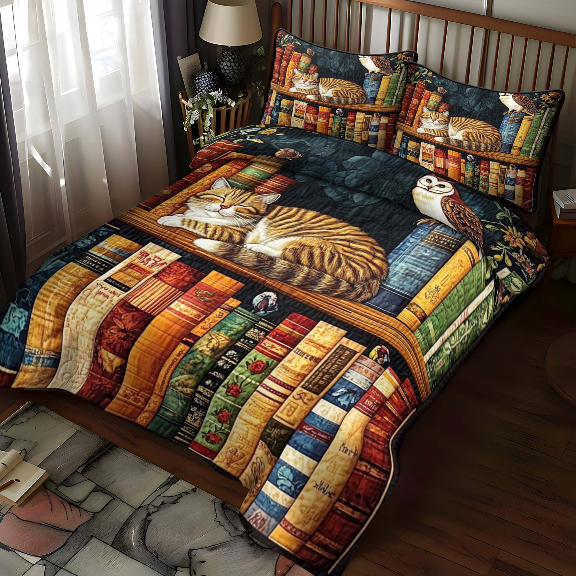 Cat Cozy Nook 3-Piece Quilted Bedding Set NCU0NT1064