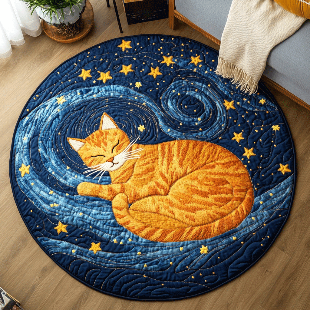 Cat Cozy Retreat Quilted Round Mat NCU0PD877