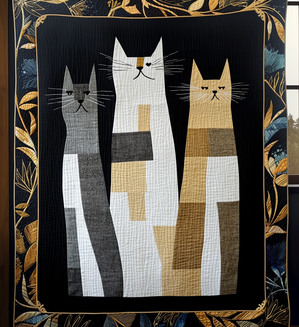 Cat Friends Portrait Quilted Blanket NCU0DV613