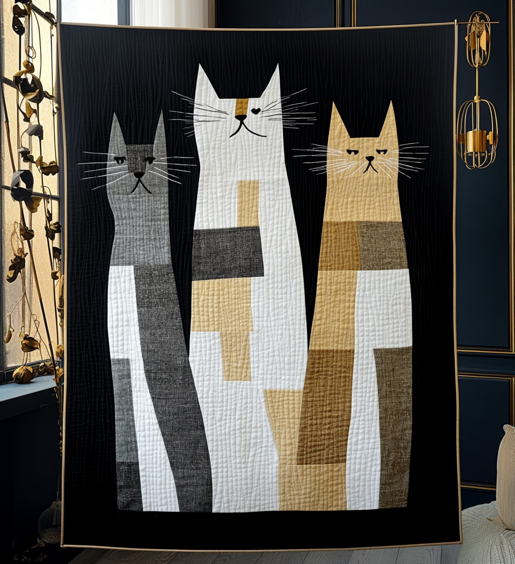 Cat Friends Portrait Quilted Blanket NCU0DV613