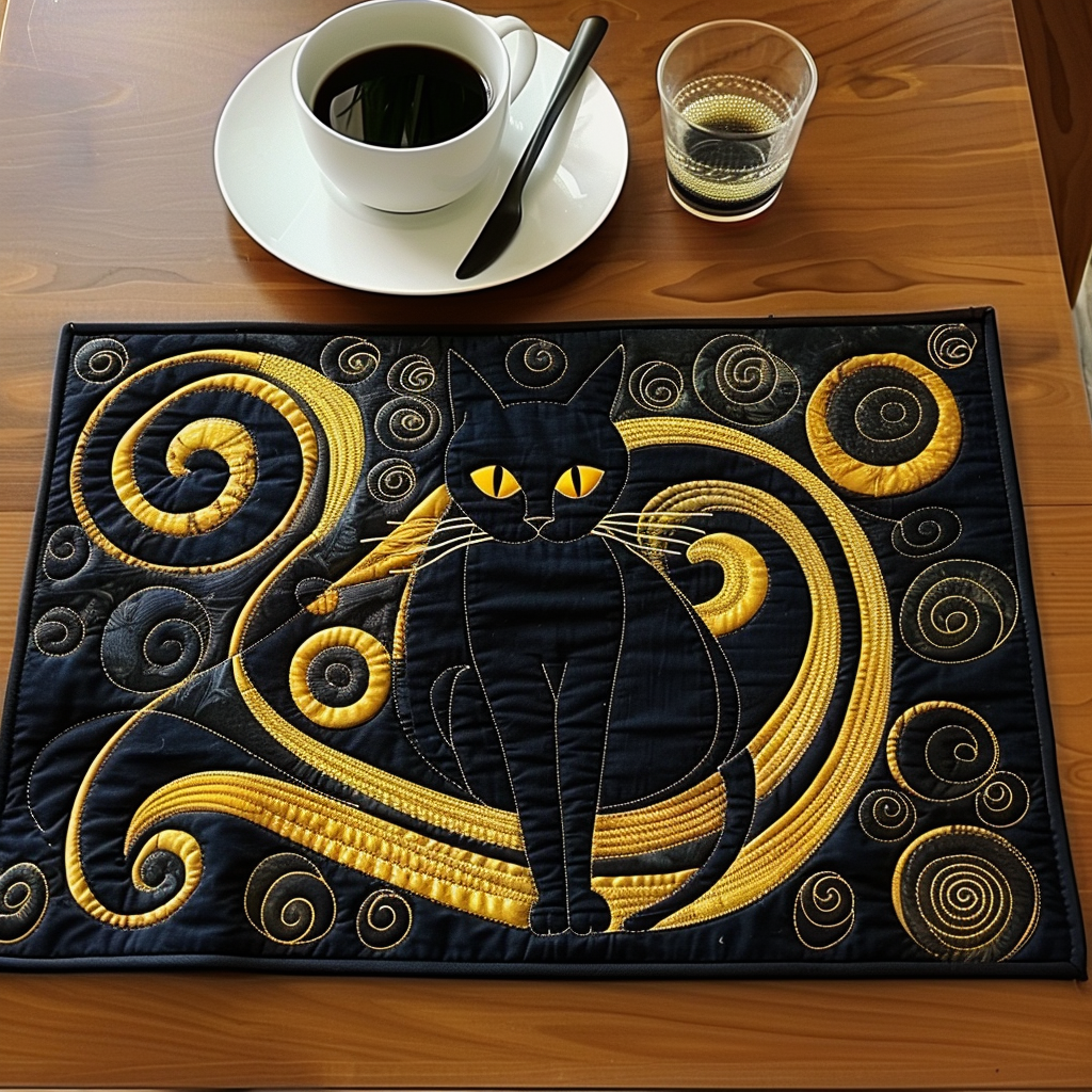 Cat's Shadowy Magic Quilted Place Mat NCU0TH407