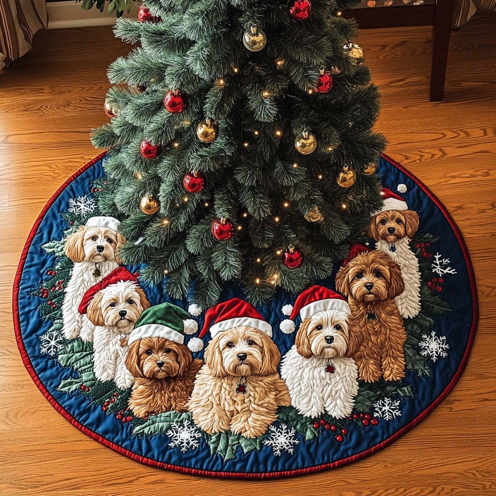 Cavapoo Bliss Christmas Quilted Tree Skirt NCU0NT1705