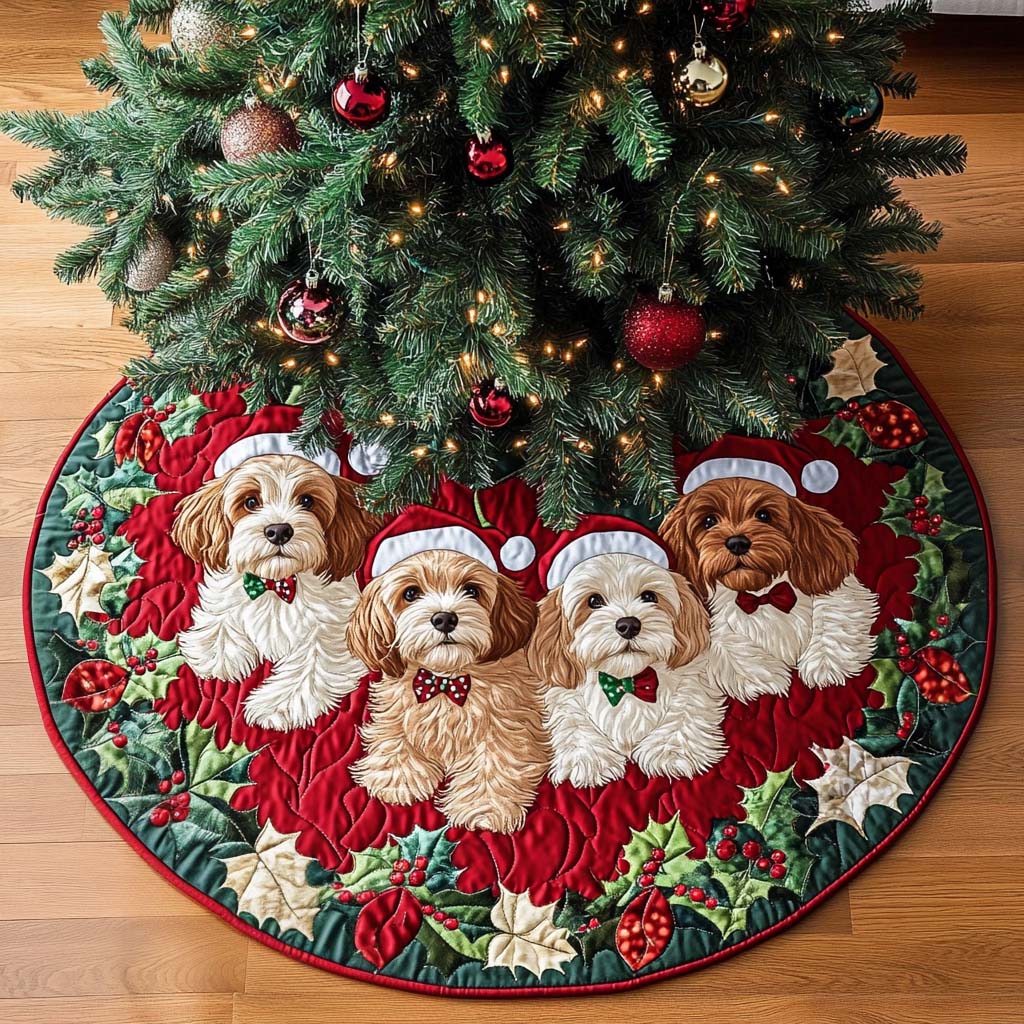 Cavapoo Delight Christmas Quilted Tree Skirt NCU0NT1707