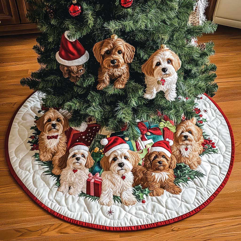 Cavapoo Joy Christmas Quilted Tree Skirt NCU0NT1708