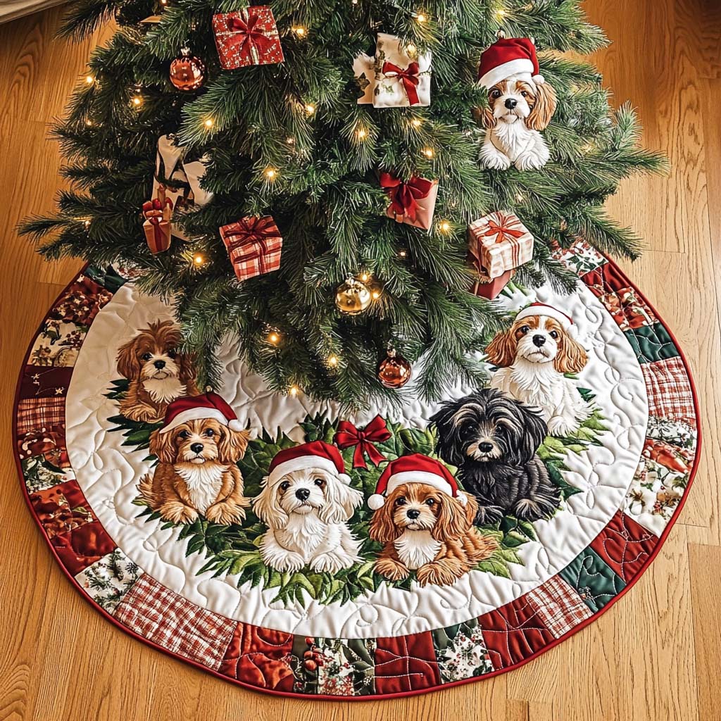 Cavapoo Love Christmas Quilted Tree Skirt NCU0NT1709