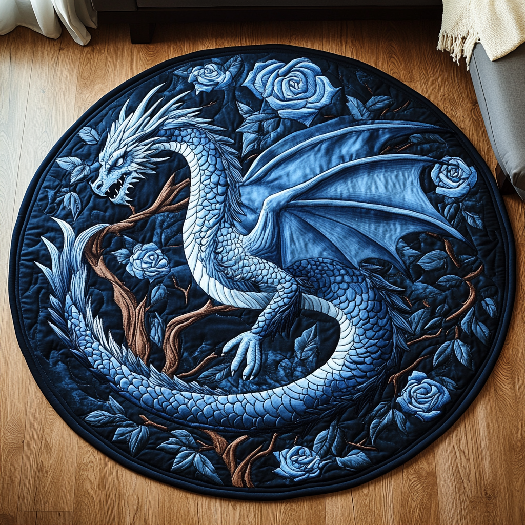 Celestial Dragon Quilted Round Mat NCU0DK1030