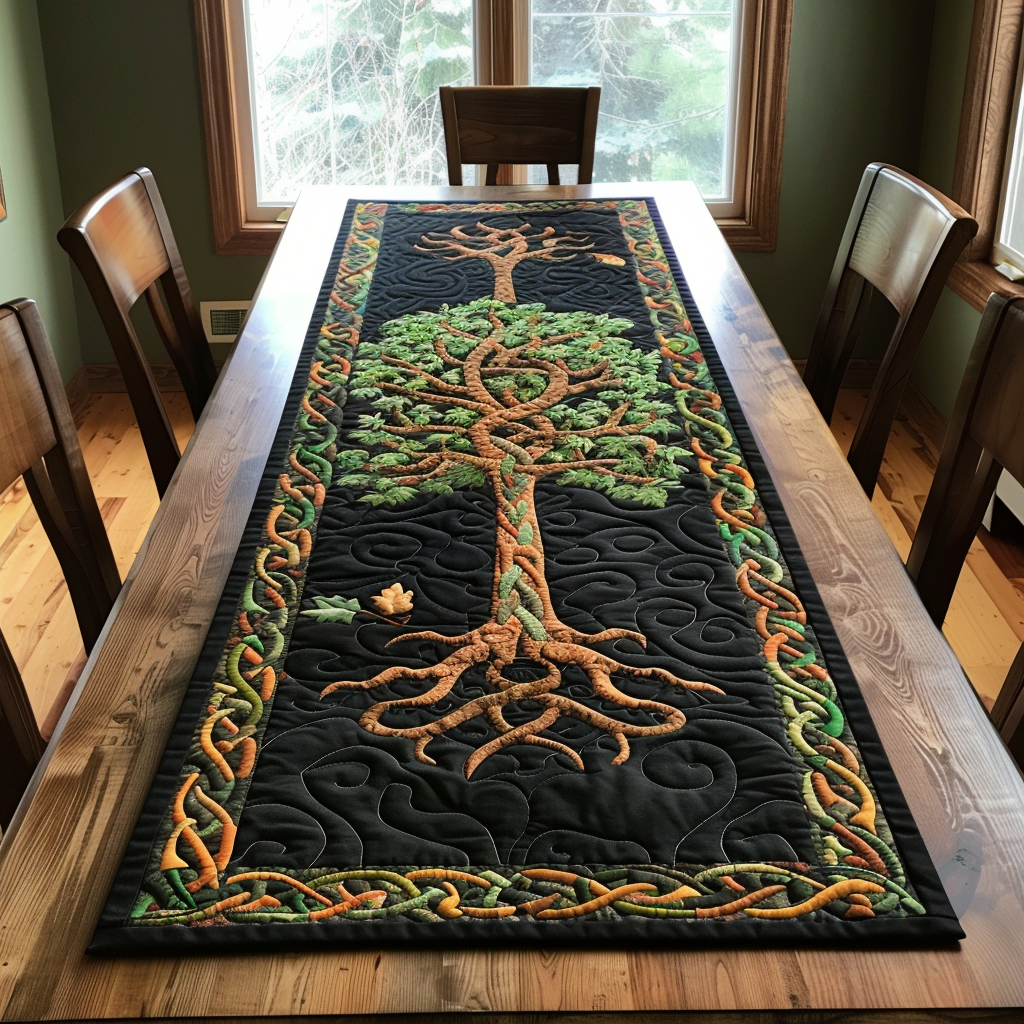 Celtic Knotwork Tree Quilted Table Runner NCU0TH453