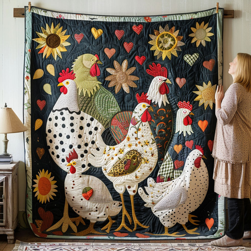 Charming Chickens Quilted Blanket NCU0TL428