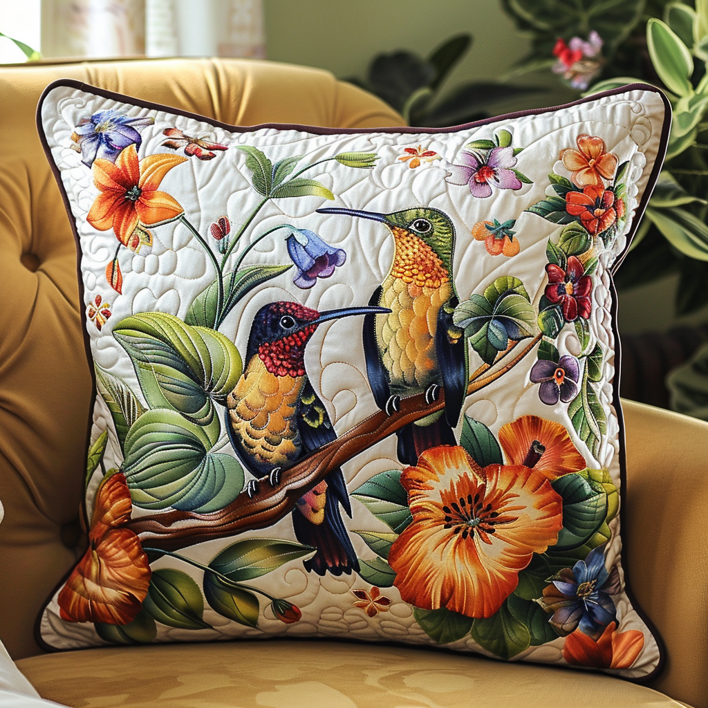 Charming Hummingbirds Quilted Pillow Case NCU0TH102