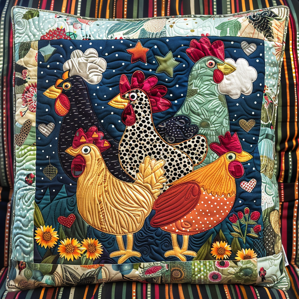 Charming Chicken Quilted Pillow Case NCU0TL526