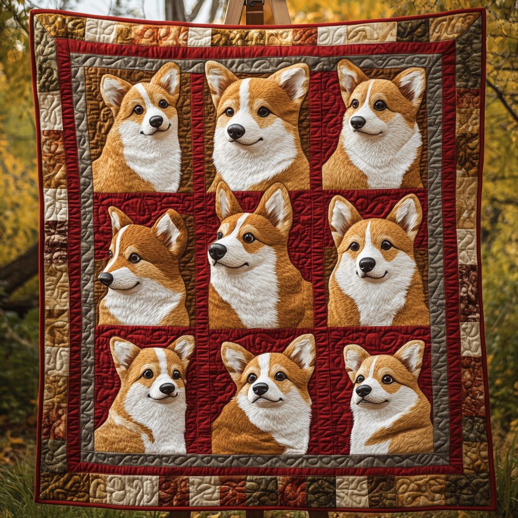 Charming Corgi Smile Quilted Blanket NCU0DK1412