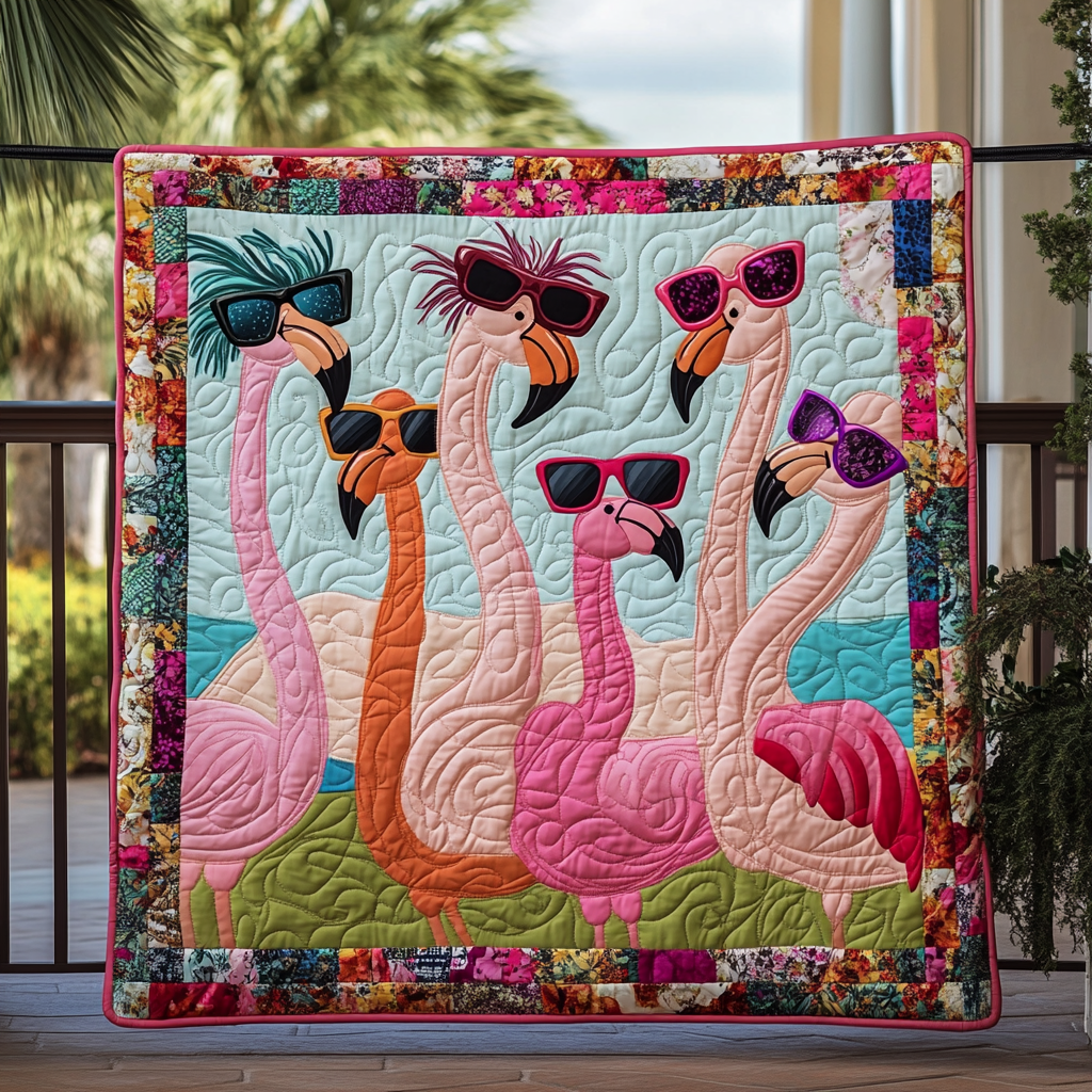 Charming Flamingo Quilted Blanket NCU0PD640