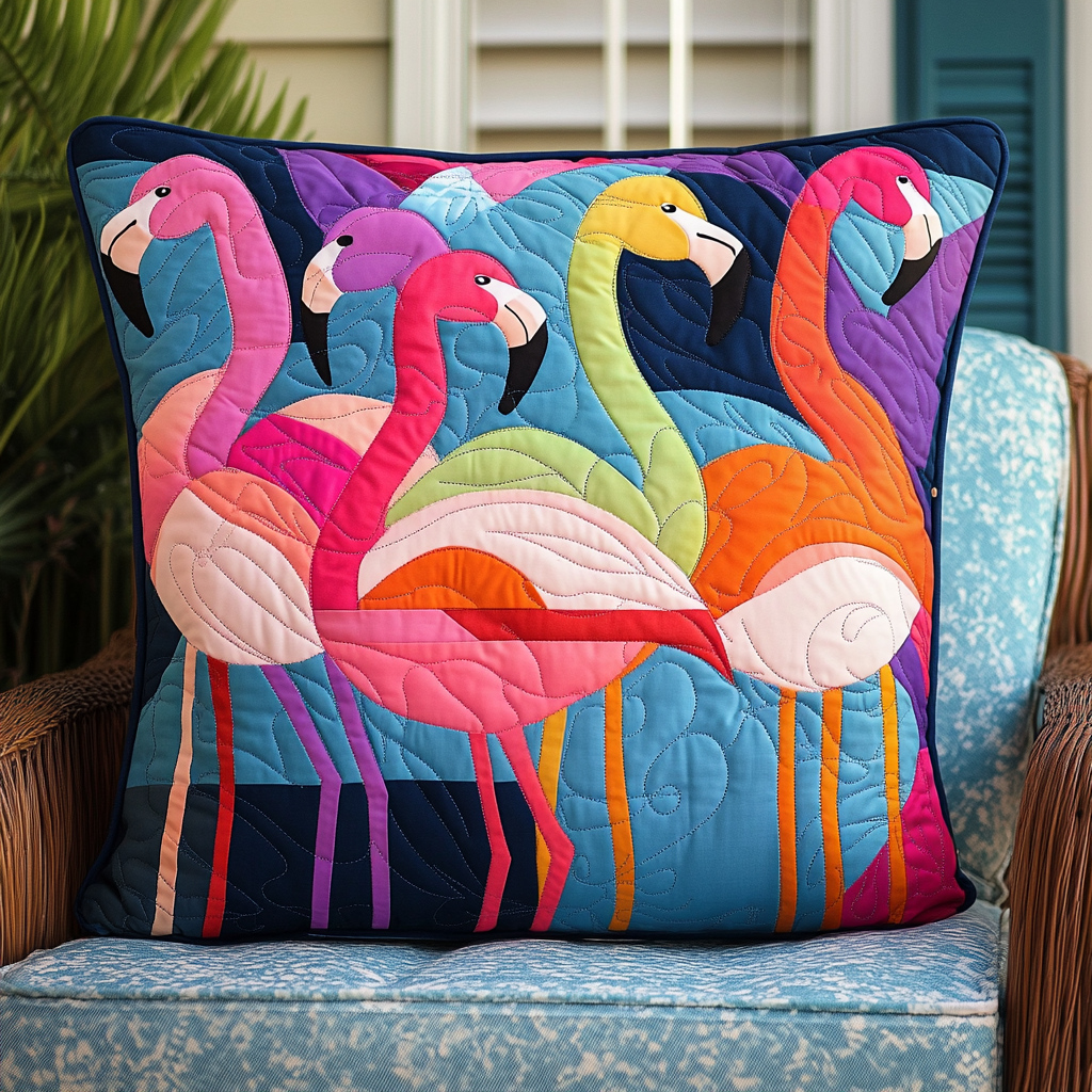 Charming Flamingo Quilted Pillow Case NCU0PD513