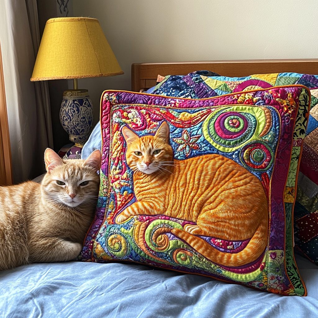 Charming Sleeping Cat Quilted Pillow Case NCU0PD609