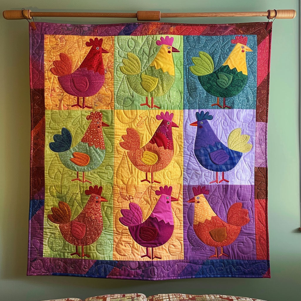 Cheerful Chickens Quilted Blanket NCU0TL324