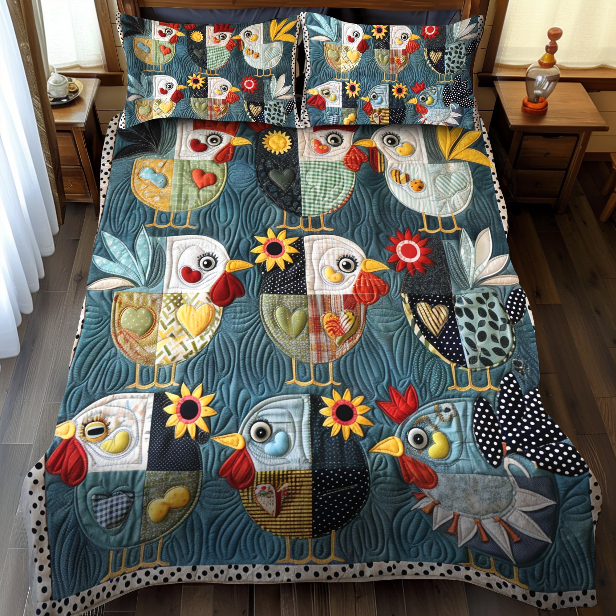 Cheerful Chicks 3-Piece Quilted Bedding Set NCU0TH850