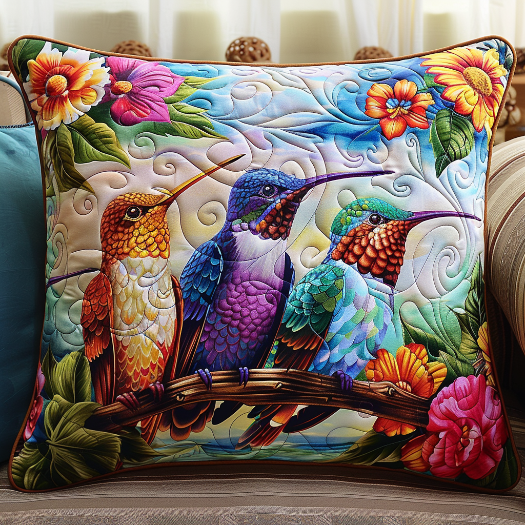 Cheerful Bird Song Quilted Pillow Case NCU0TL789