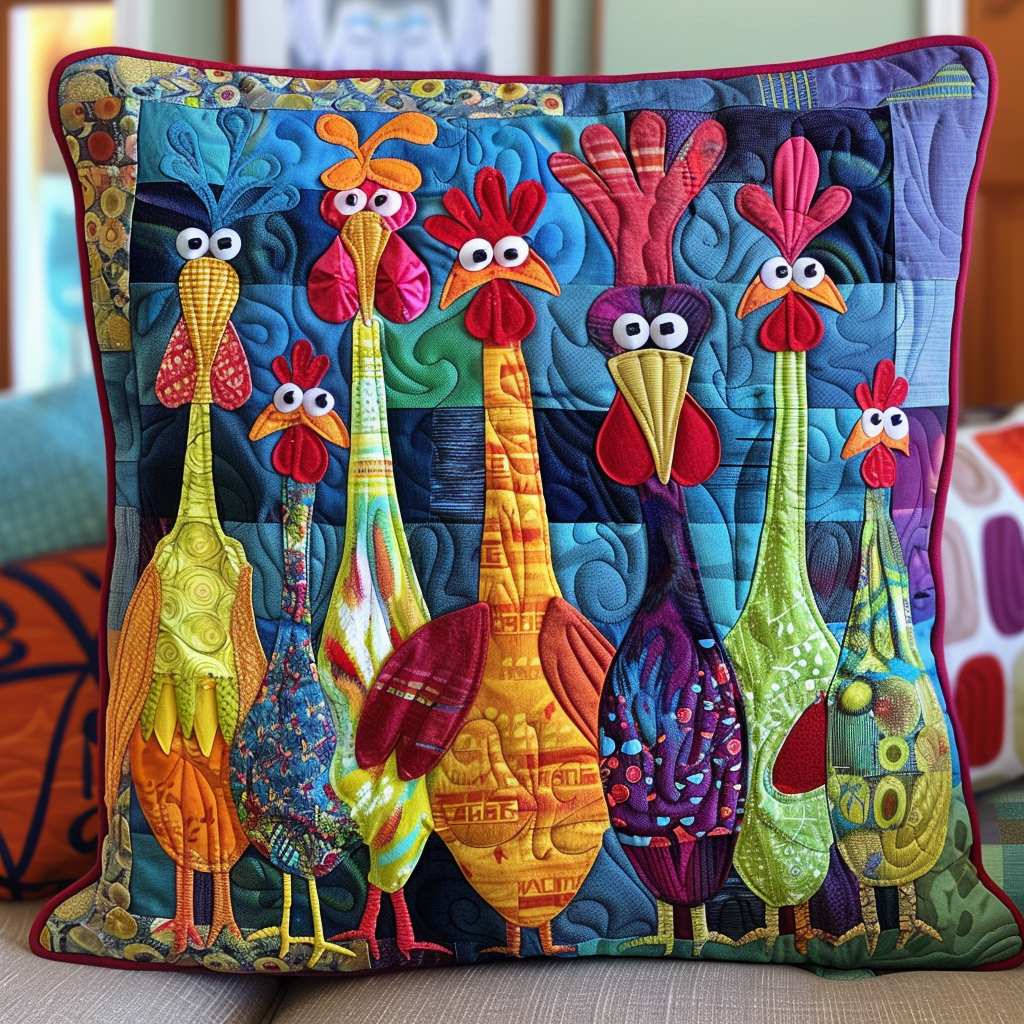 Chicken Vibrant Village Quilted Pillow Case NCU0PT186